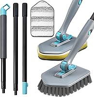 Vista 1 de Cepillo de limpieza de mango largo para ducha, cepillos de limpieza 3 en 1 con 3 cabezales de limpieza de función diferente para limpieza de ducha