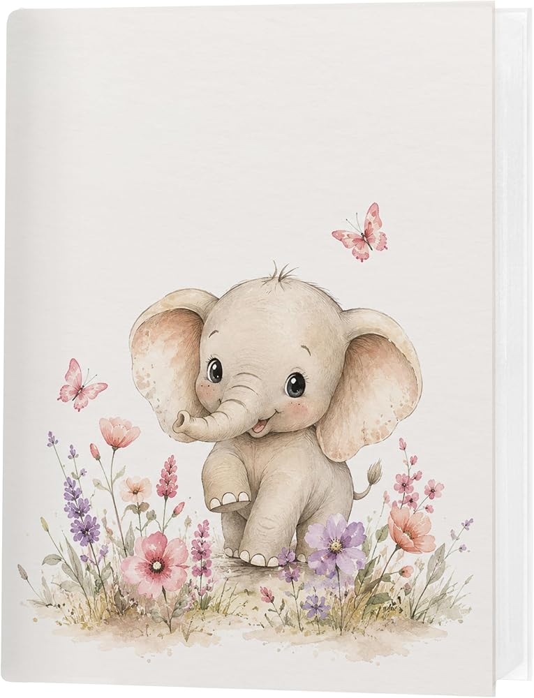 Floral Baby Elephant Photo Album 4x6, Gifts for Babies and Kids — 사진 1