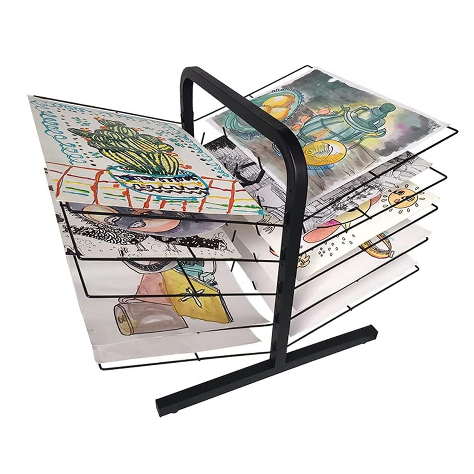 Aioneer Sided Wire Drying Shelf - Mobile Paint Drying Rack, Back To Back Double Sided Removable Shelves, Efficient And Organized Drying Rack Art, Sturdy Paint Drying Rack With Lockable W
