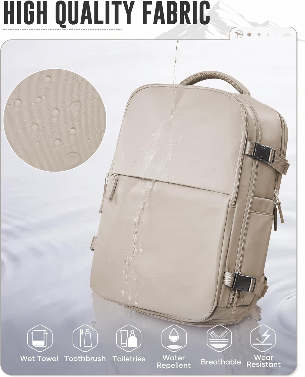 Vacuum Backpack Travel with Pump for Men & Women, Vac Space Backpack Lightweight Waterproof, United Airlines Personal Item Bag for Air Travel,Vacpack Bags for School Business Trip(Grey Brown) - Image 8