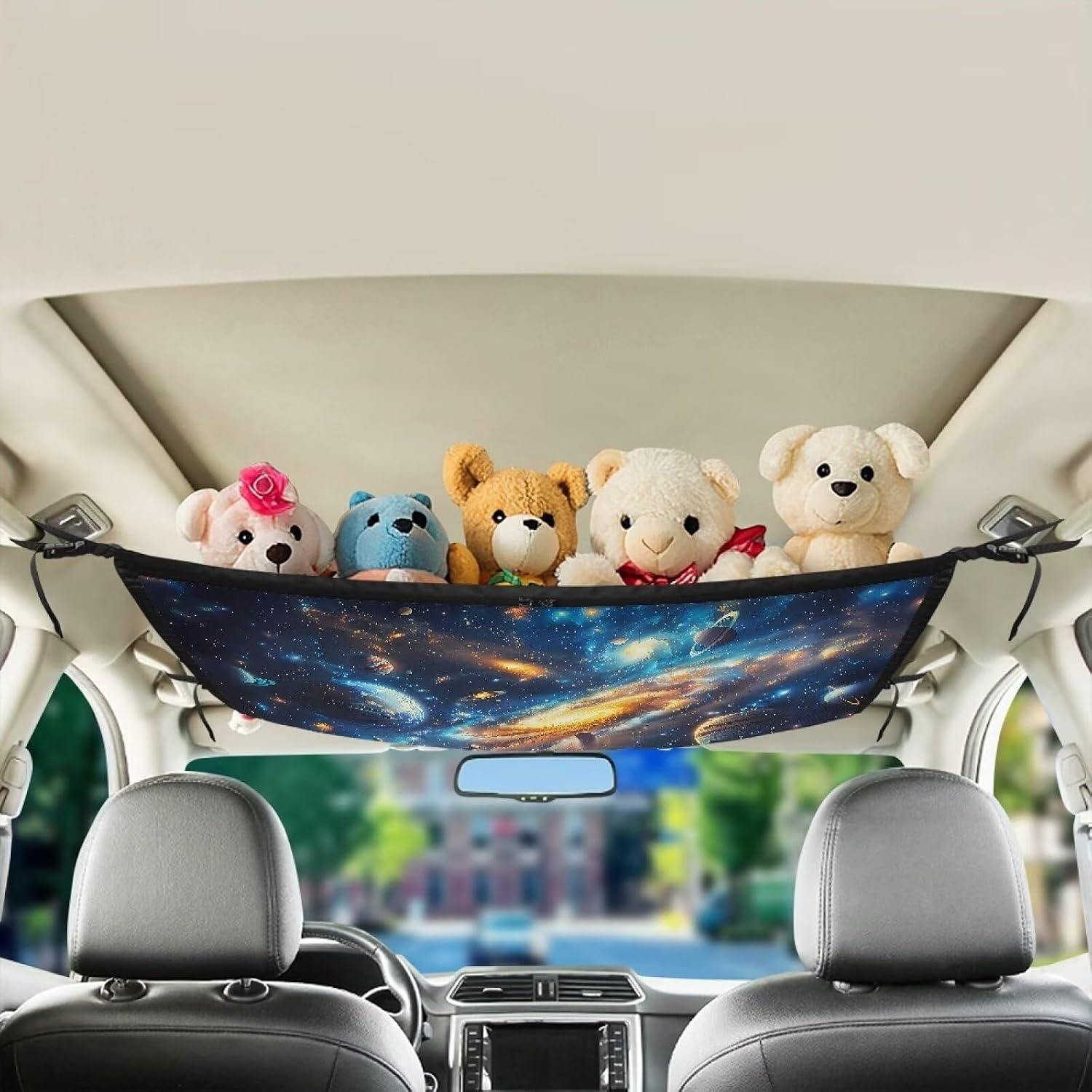 Tupalatus Vast Planet Car Interior Roof Storage Net 31"x24" Universal Durable Adjustable Droop Less Storage Organizer Truck SUV Travel Long Road Trip Camping Interior Accessories