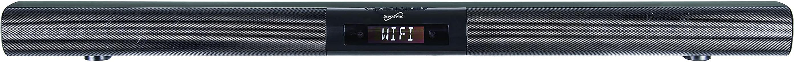 Supersonic SC-1419SBA 37-inch Premium Optical Bluetooth Soundbar System with Alexa, Multi-Room Speaker Connection, RCA Line, Optical in, Free Wi-Fi App, Large LCD Display, FM Radio, 40W RMS Output