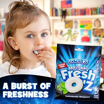 Sugar Free Breath Mints, Fresh Mint Candy - Individually Wrapped, Nut Free | On-the-go mouth breath freshener. Sugar free, nut free, individually wrapped, 2.65oz.