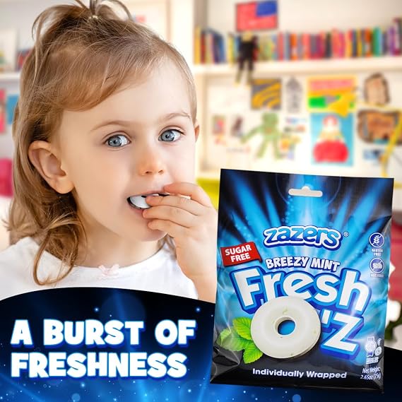 Sugar Free Breath Mints, Fresh Mint Candy - Individually Wrapped, Nut Free | On-the-go mouth breath freshener. Sugar free, nut free, individually wrapped, 2.65oz.