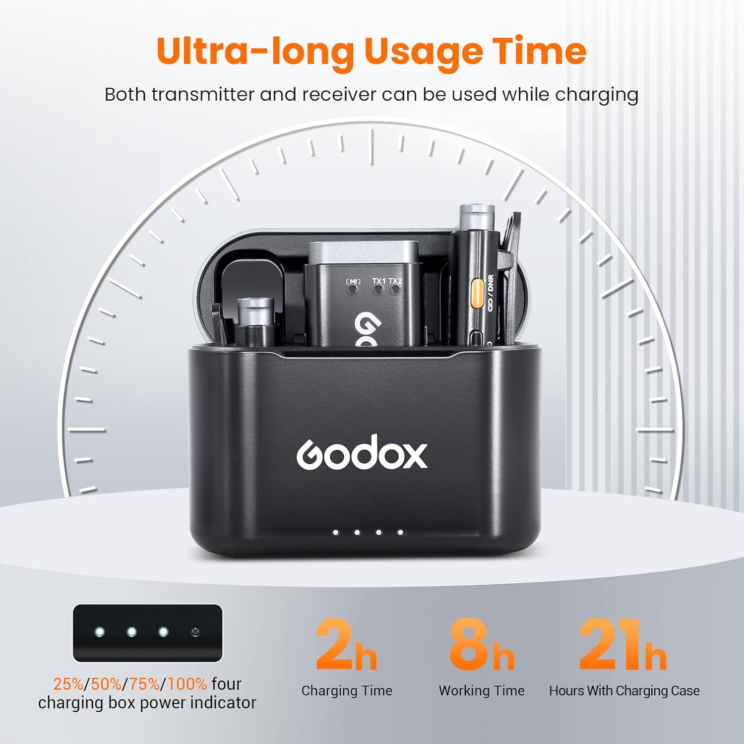 GODOX WEC KIT2 Wireless Microphone for Sony, Cable-Free Hotshoe Mount Lavalier mic, 200m (656ft.) Range, Noise Cancelling Mics, UAC Support Wireless Microphone for PC/Phone/Camera