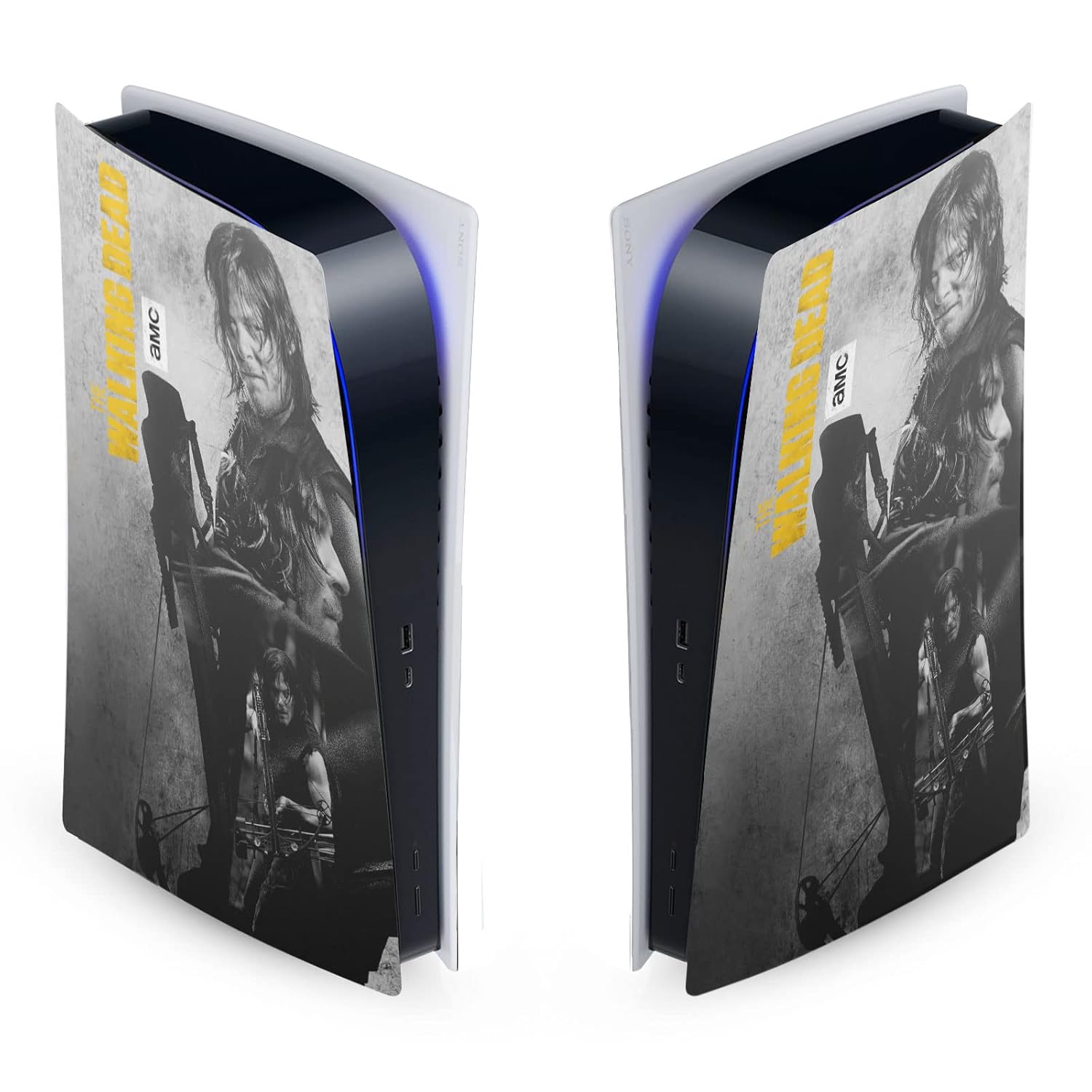 Daryl Double Exposure Daryl Dixon Graphics Matte Vinyl Faceplate Sticker Gaming Skin Case Cover Compatible with Sony Playstation 5 PS5 Digital Edition Console