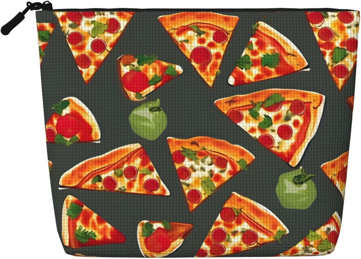 Fake Hemp Pizza Pattern Print Makeup Bag