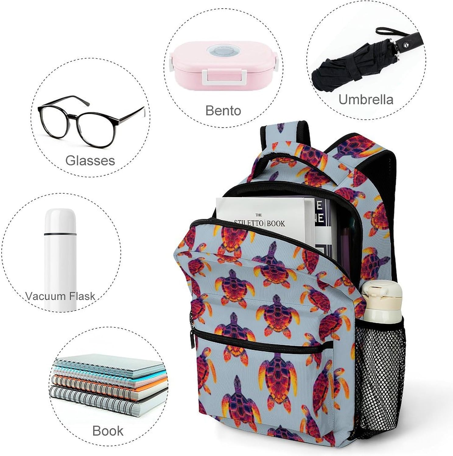 Sea Turtle Cute Novelty Backpack Lightweight Printed Daypacks image 4