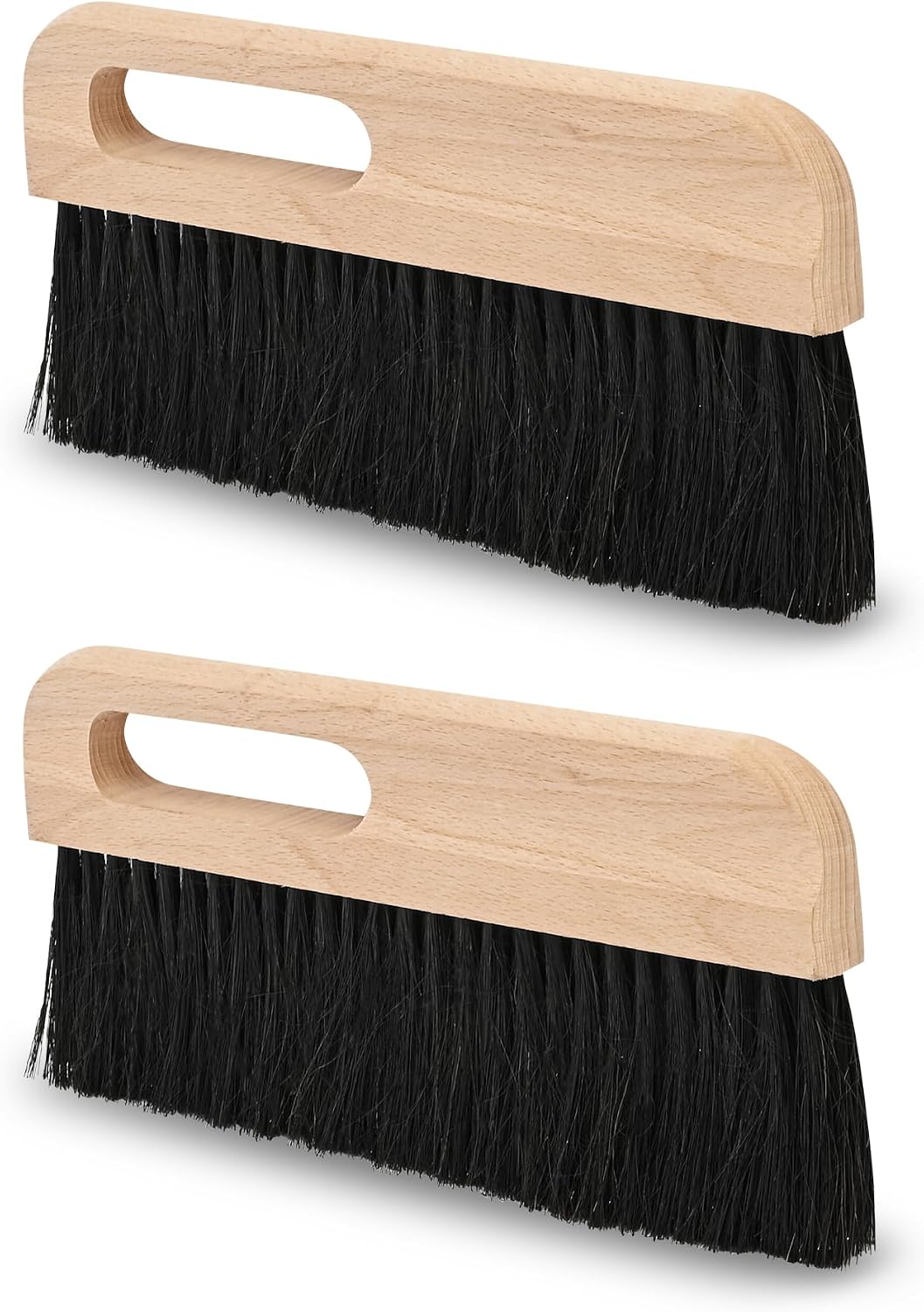 2 Pack Concrete Broom Tools, 12 Inch Long Horsehair Bristles Cleaning Brush Masonry Brush Wood Backed Concrete Broom, Hand Concrete Finish Brush for Masonry Concret, Black Horsehair Fibers