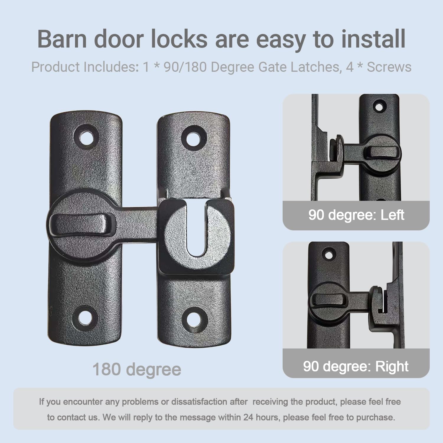 Upgraded Barn Door Lock - 90/180 Degree Flip Door Latch, Protecting Safety Sliding Gate Latches for Barn, Garden, Bathroom, Cabinet, Window, Sliding Door
