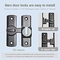 Vista 4 de Cerradura de puerta de granero mejorada: pestillo de puerta abatible de 90/180 grados, que protege los cierres de puerta corredera de seguridad