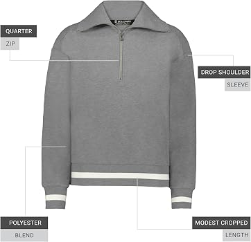 Holloway Womens Heritage Prep Pullover, Athletic Heather/Vanilla