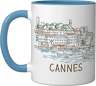 Cannes France Travel Souvenir Historic City Landmark Gift Ceramic Mug, Blue/White