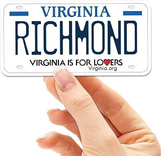 Virginia License Plate Stickers for Hydroflask - Choose from 10+ VA Cities & National Parks - Cute Southern Decals for Laptop (Richmond)