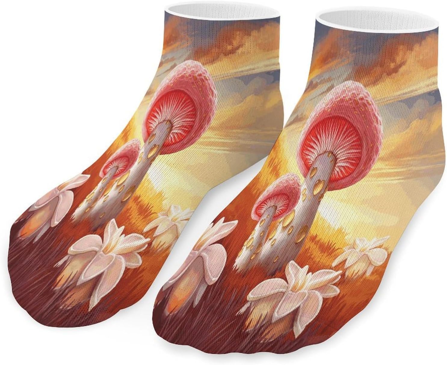 Peach Mushroom Twilight 5Pairs Low Cut Ankle Socks for Women No Show Casual Breathable Athletic Socks for Sport