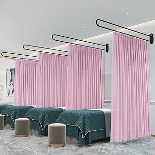 Cortina de privacidad para interiores con varillas de metal en forma de U, rosa, amarillo, blanco, azul, marrón, opciones de color