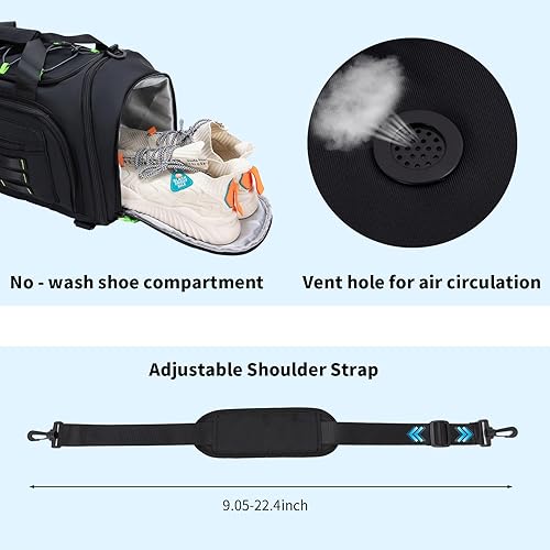 Miniatura 6 de Bolsa de gimnasio para hombres y mujeres, bolsa de viaje deportiva de 46 litros con compartimento para zapatos, bolsa de transporte expandible para