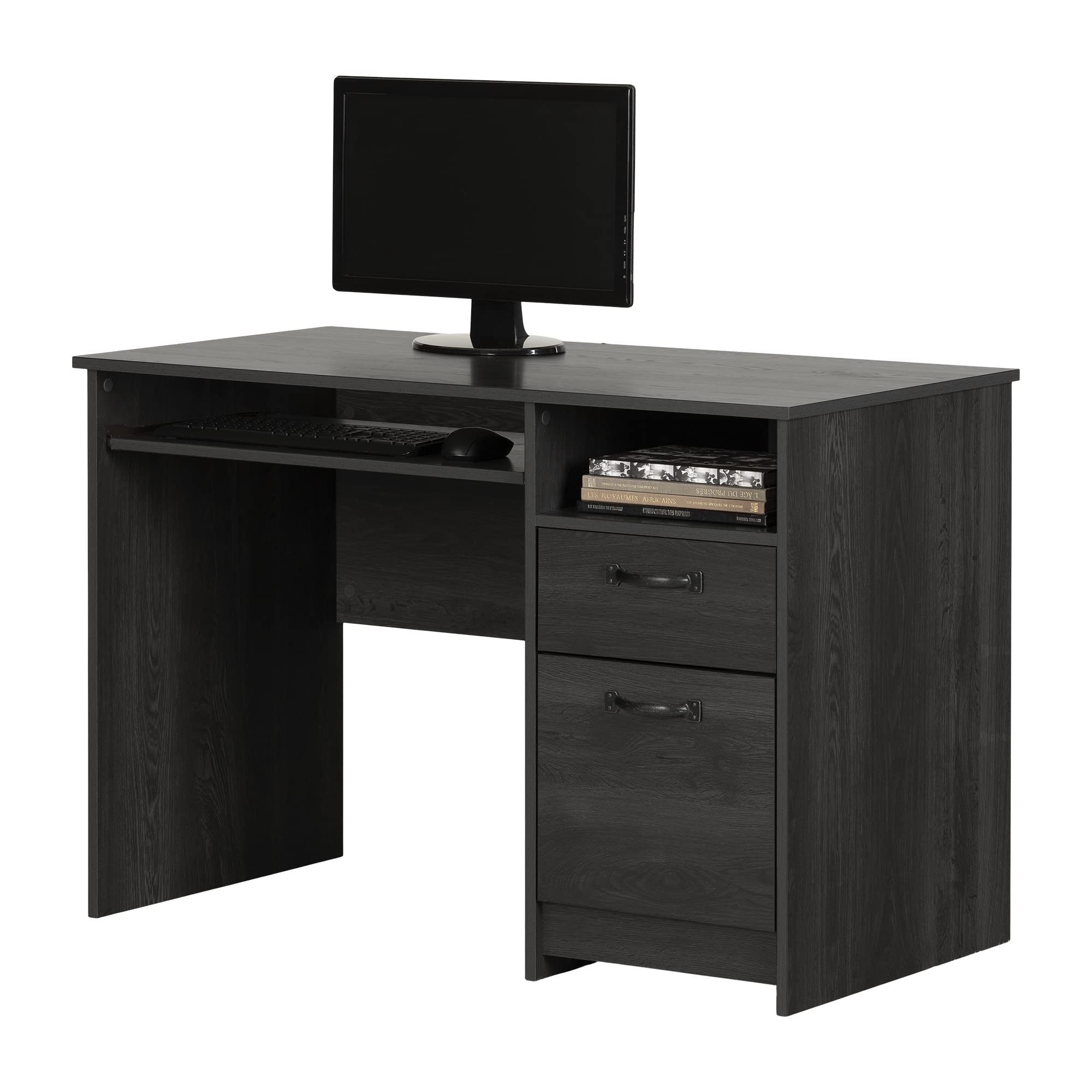 South Shore Tassio Computer Desk with Keyboard Tay, Medium, Gray Oak
