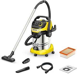 Wet and Dry Vacuum Cleaner WD 6 P Premium, Blower Function, 1,300 W, Stainless Steel Container: 30 l, Suction Hose: 2.2 m, Extension Hose, Power Outlet, Drain Screw, Floor and Crevice Nozzle