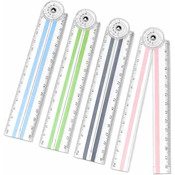 4 Pieces Folding Straight Ruler 30 cm Children's Drawing Ruler Clear Plastic Folding Ruler for Office Students Stationary Students Children