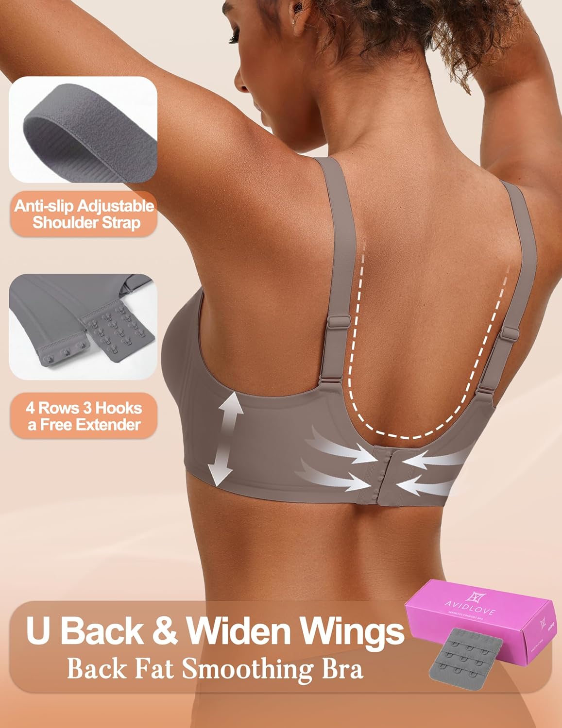 Avidlove Jelly Bras for Women No Underwire Seamless Push Up Bralettes Deep V Comfort Bra Full Coverage T Shirt Everyday Bras - Image 4