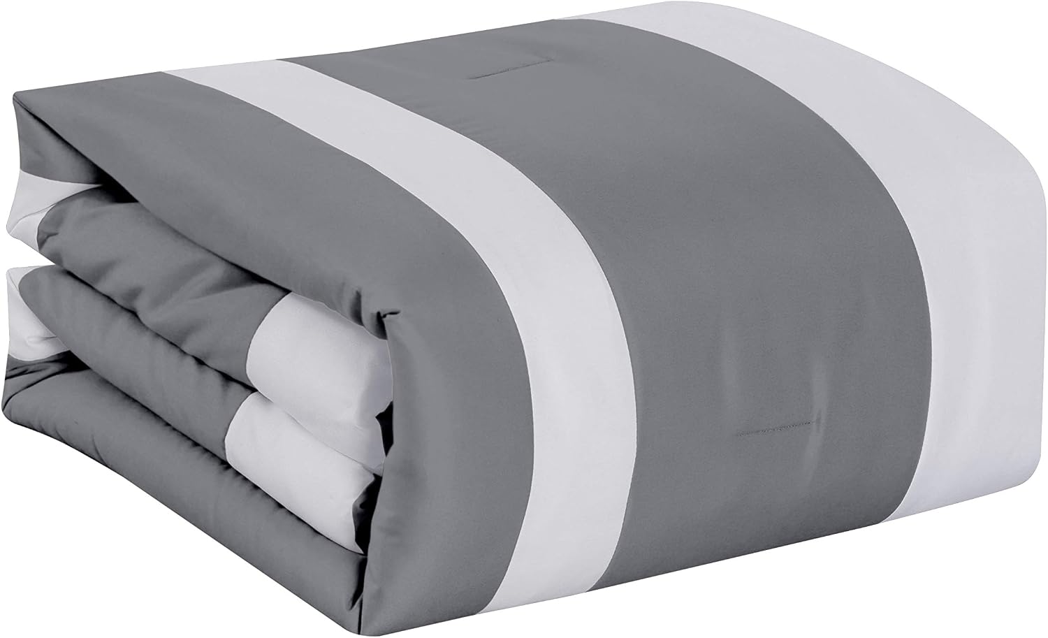Chezmoi Collection Sheraton 3-Piece Hotel Style Square Framed Bedding Comforter Set (Queen, Gray/White)
