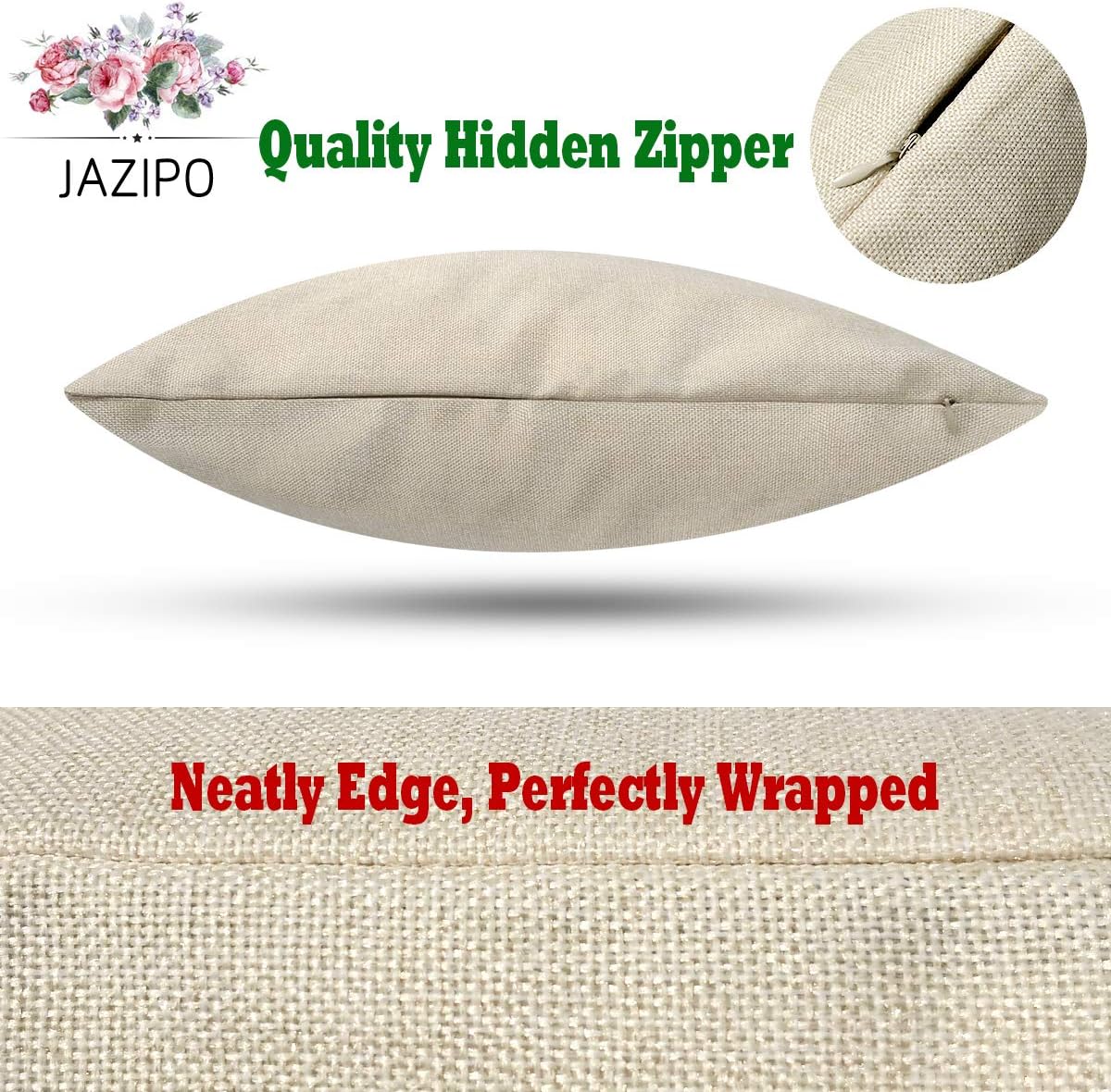 JAZIPO Christmas Pillow Covers 22x22 inch 4 Sets for Farmhouse Christmas Decor Black and White Buffalo Plaid Linen Check Christmas Throw Pillows Cases for Home Outdoor Christmas Decorations