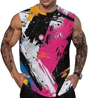 Mens Tie Dye Tank Top Cool Design Graphic Breathable Quick Dry Sleeveless Gym T Shirt