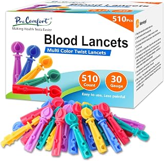 Twist Top Lancets for Lancing Devices, 510 Count, 30 Gauge Lancets for Blood Sugar Test, Diabetic Lancets, Multicolored, 510 PCS