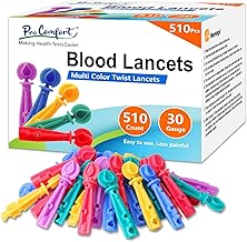 Twist Top Lancets for Lancing Devices, 510 Count, 30 Gauge Lancets for Blood Sugar Test, Diabetic Lancets, Multicolored, 510 PCS