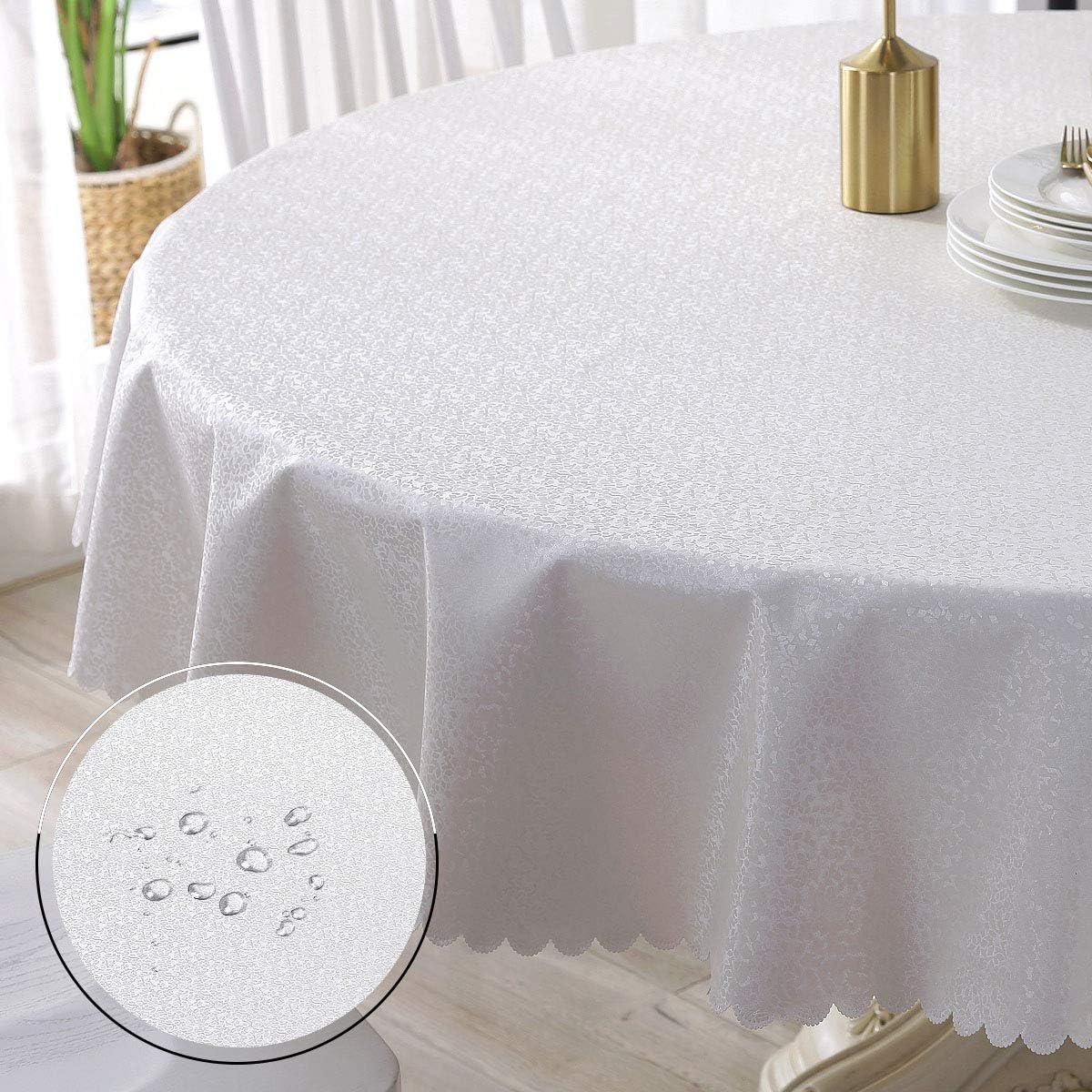 Vinyl Round PU Tablecloth Heavy Duty Waterproof Wipeable Vynle Spillproof Plastic PVC Oilcloth