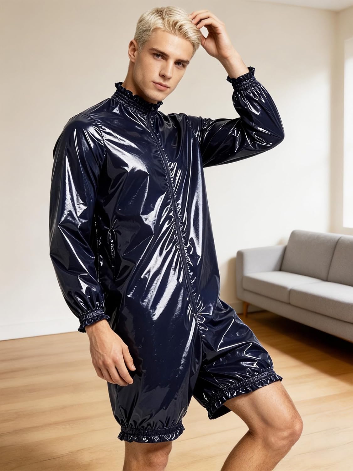 Men Bodysuit Plastic Romper Special Needs Clothing