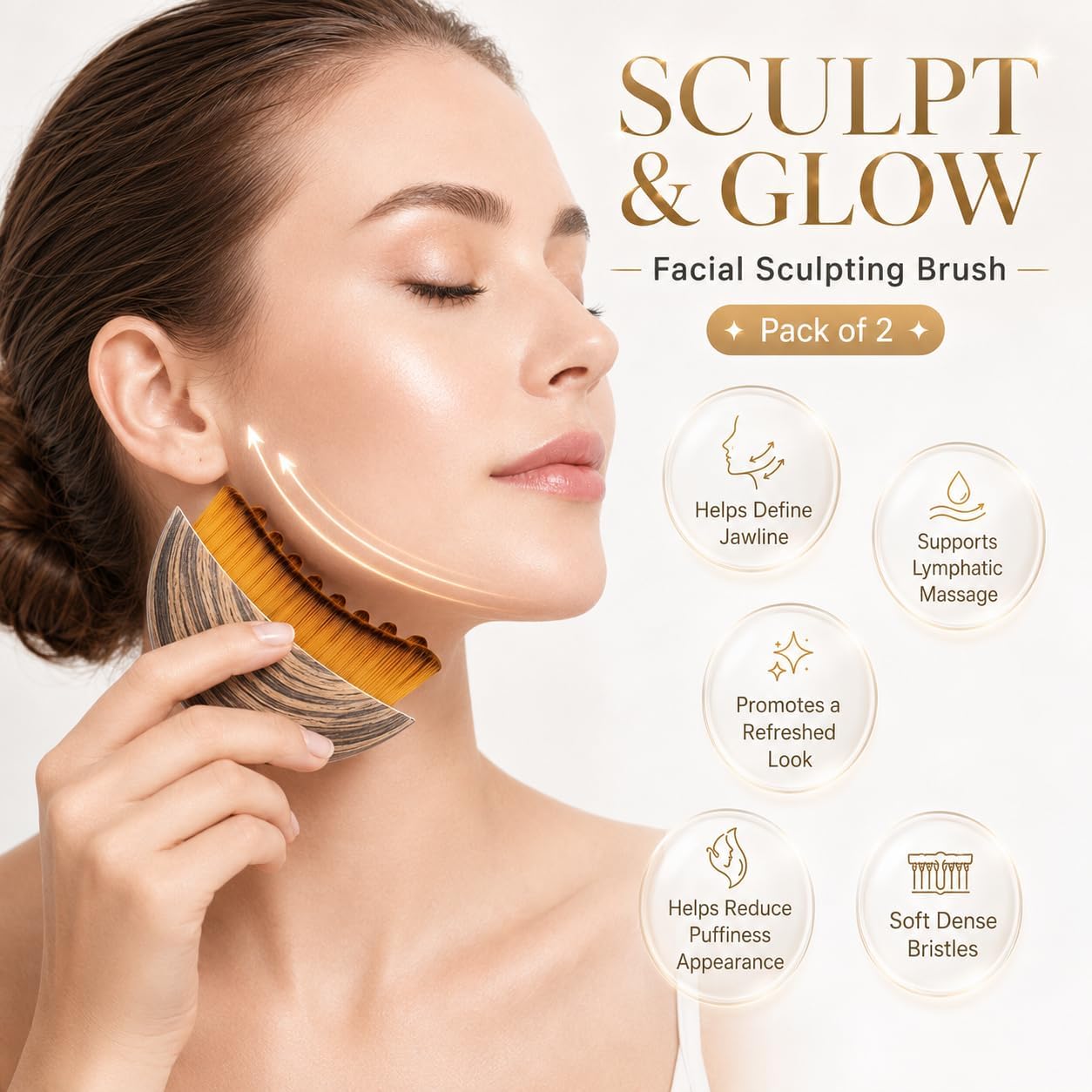 2 Pcs Lymphatic Contour Face Brush, Lymphatic Drainage Brush for Facial Sculpting & Skin Depuffing,Face Brush for Lymphatic Drainage, Soft Bristles,Cover,Sponge & Cleaning Mat, Detox&Lift Massage Tool
