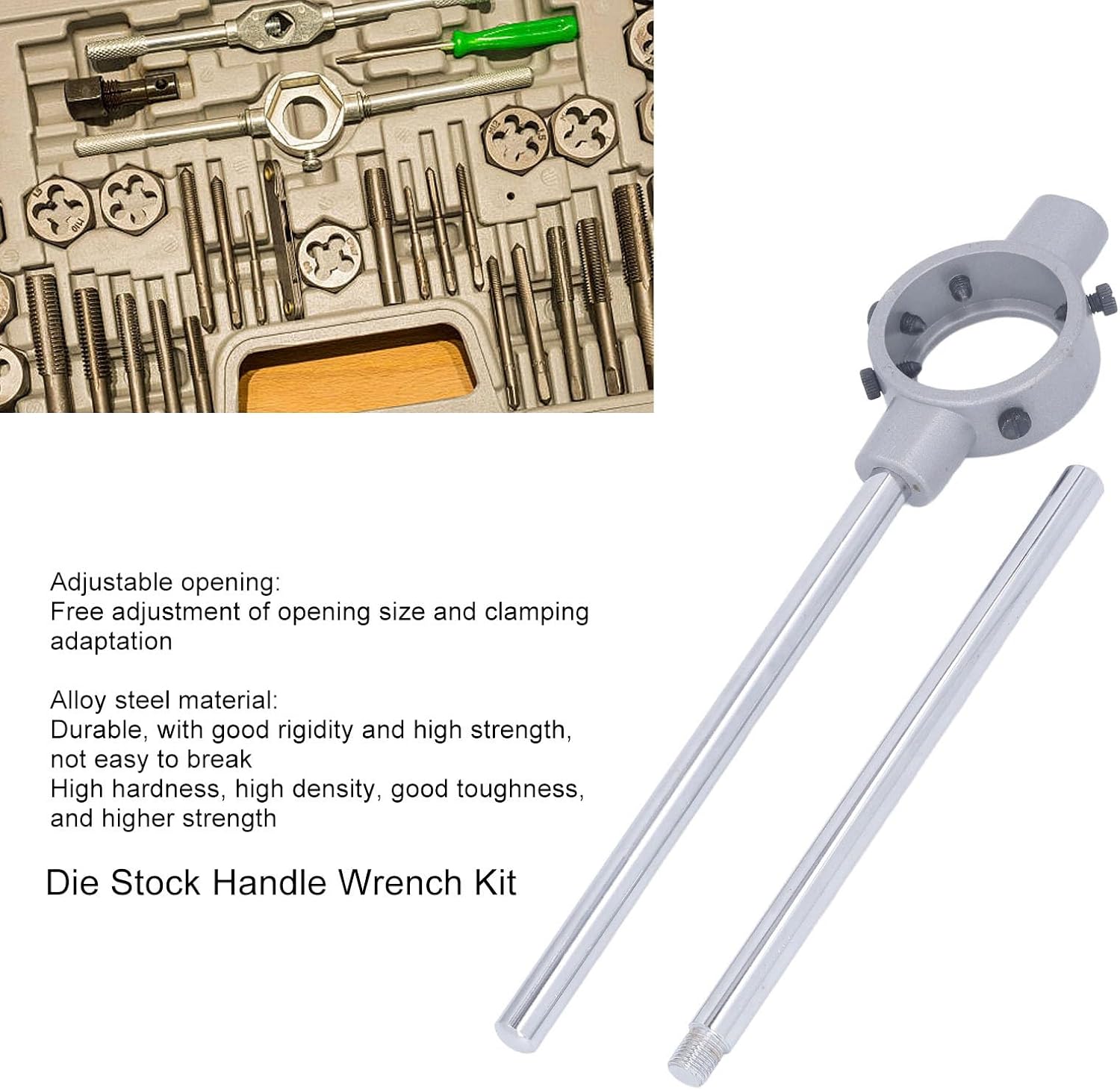 Eujgoov Round Die Handle Adjustable Die Wrench Alloy Steel Die Handle Holder 65x25mm 2.56x0.98in