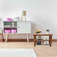 Vista 8 de GaRcan 2 Tier Shoes Rack Bench Multi- Layer Stackable Shoes Shelf Organizer Entryway Storage Bench Shoes Storage Stand for Hallway Bathroom Living