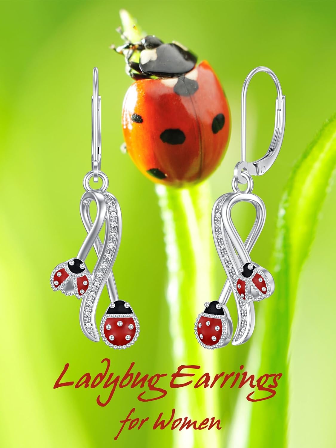 Dragonfly/Hummingbird/Ladybug/Butterfly/Bee Earrings 925 Sterling Silver Insect Earrings Infinity Jewelry Valentines Day Mothers Day Gifts for Women - Image 3