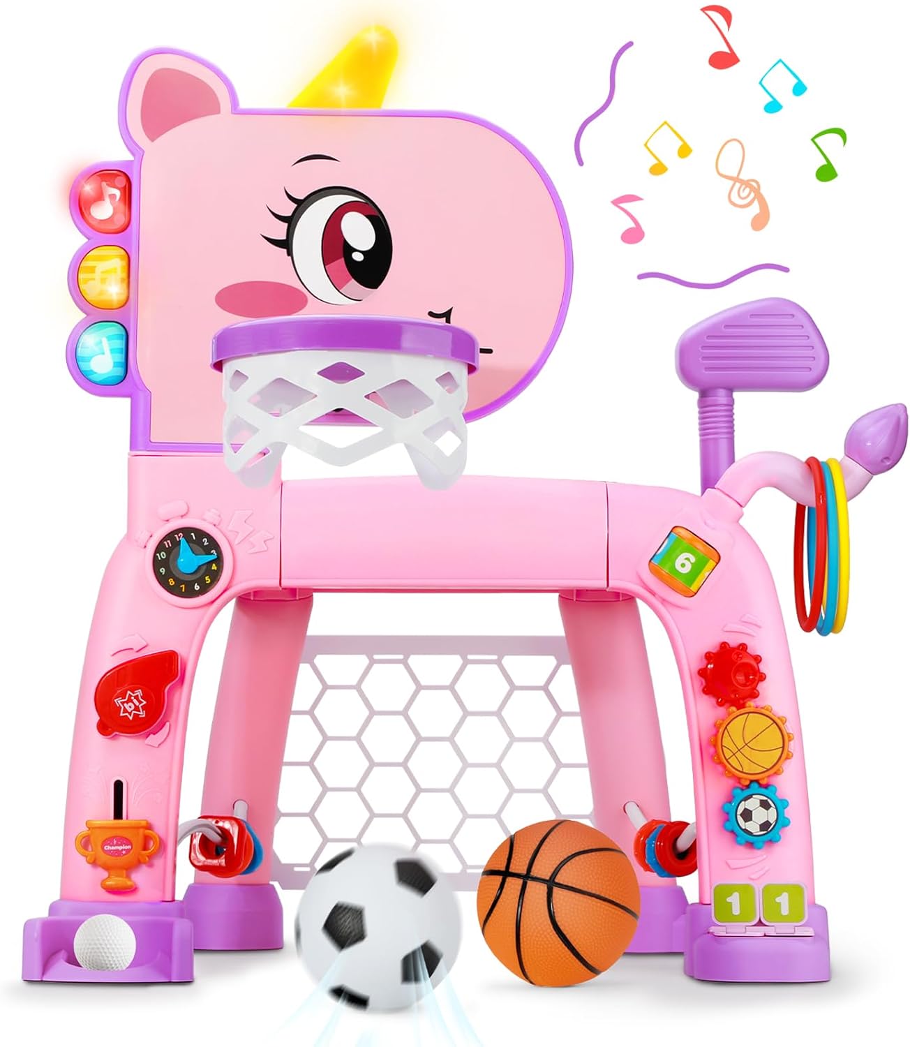 Toys for 1 2 3 Years Old Boy Girl Christmas Bithday Gift Toddler Golf Set and 4 in 1 Toddler Basketball Hoop & Soccer Goal