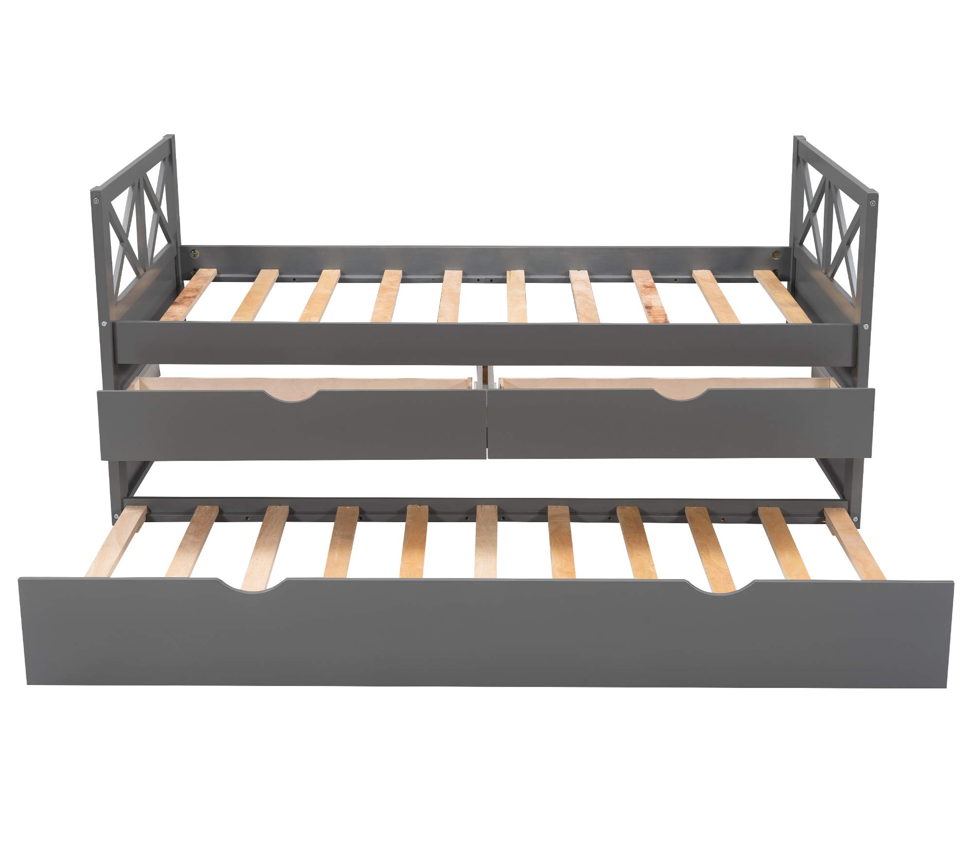 Lifeand Twin Sized Daybed with 2 Drawers and PullOut Trundle Bed