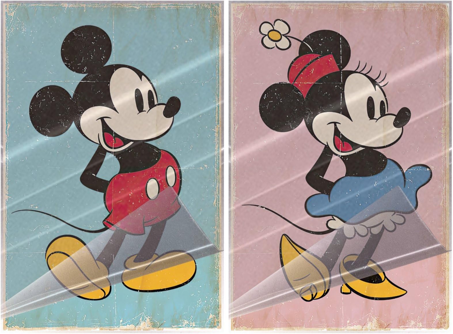 Mickey Mouse & Minnie Mouse - 2 Piece Comic Poster Set (Vintage Retro Designs) (Size: 24" x 36" each) (Laminated Posters)