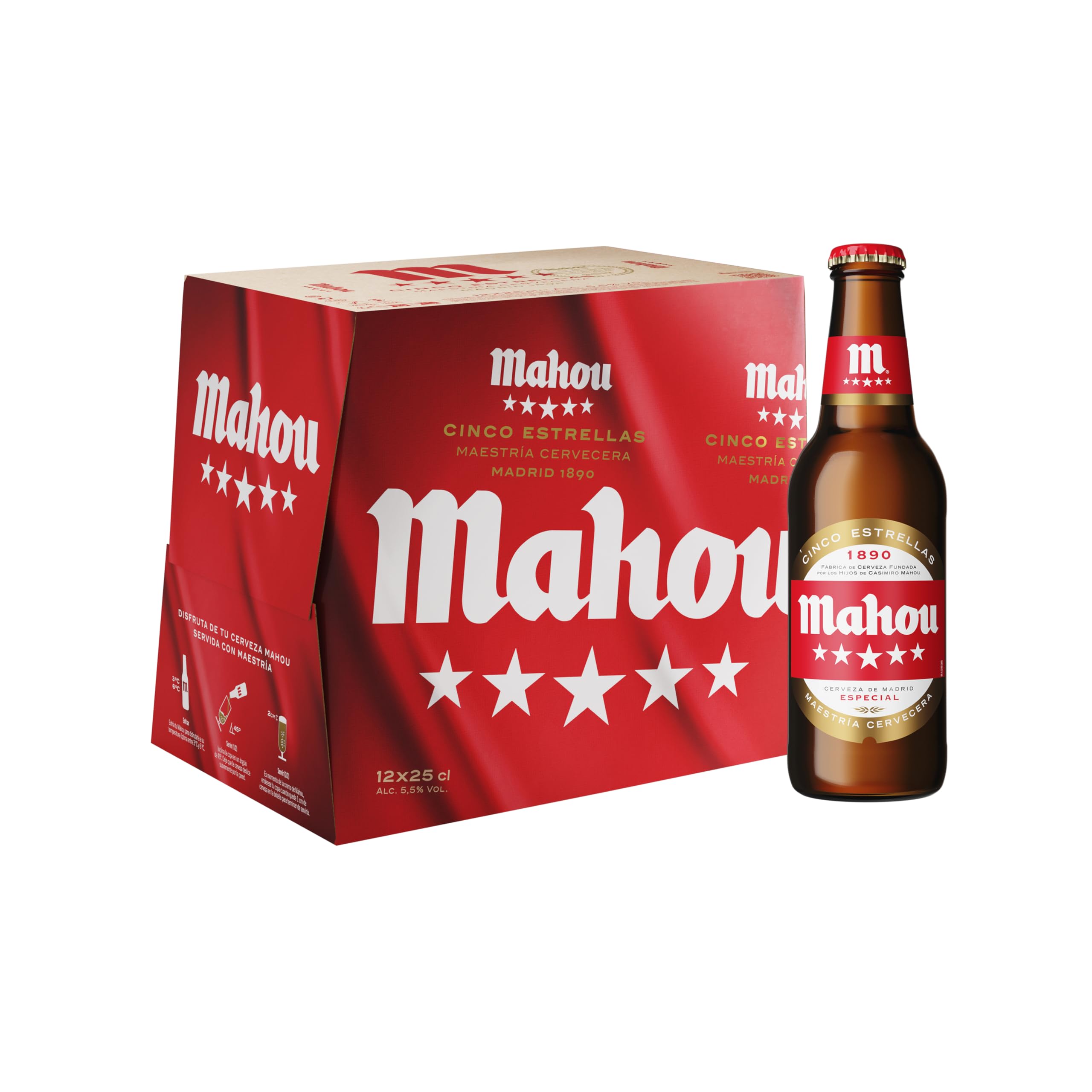 Bier Mahou 5 Sterne 12x25cl (Pack 12 Flaschen)