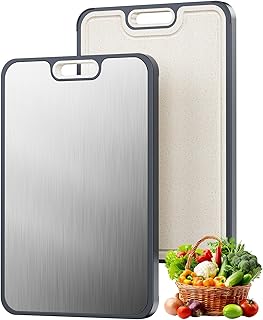 Stainless Steel Cutting Board for Kitchen, Titanium Metal Cutting Board for Meat, Dishwasher Safe Double Sided Chopping Board, Large Size 16”×11”