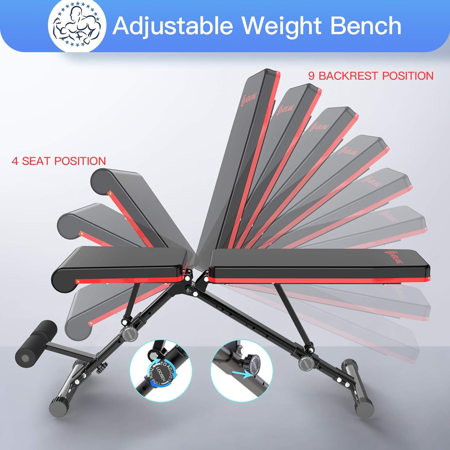 AERLANG Weight Bench, Adjustable Strength Training Bench for Full Body Workout, Fast Folding/Incline/Decline Utility Workout Bench for Home Gym with a Professional Training Manual（Black） : Sports & Outdoors