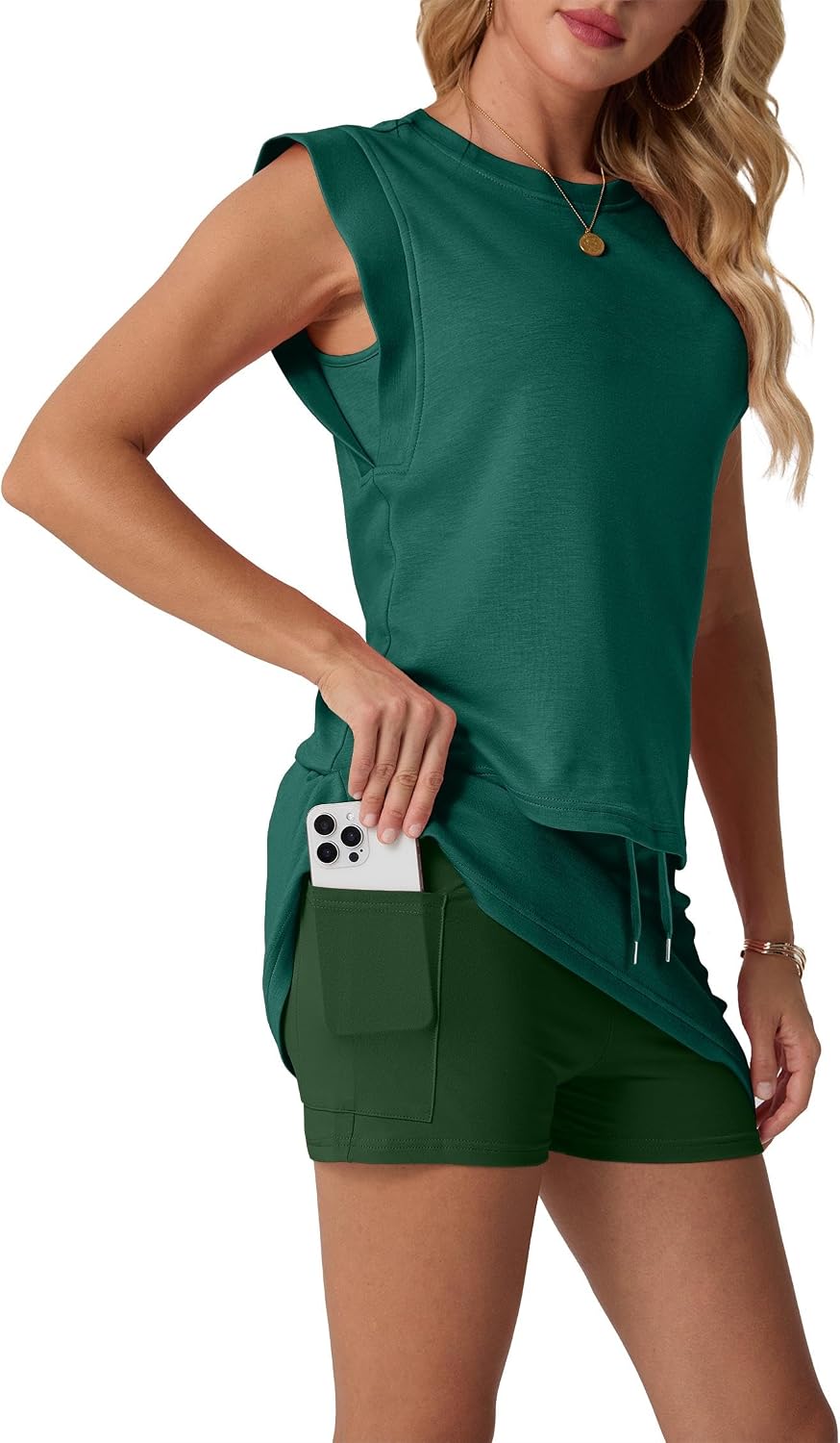 GRECERELLE 2026 Women's Summer 2 Piece Skort Set Cap Sleeve Round Neck Top & Tennis Skirt with Pockets for Athletic & Casual