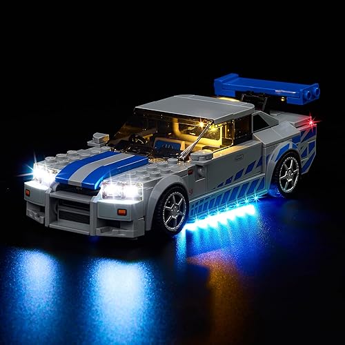 Kyglaring Kit de iluminación LED (sin modelo) diseñado para Lego 2 Fast 2 Furious Nissan Skyline GT-R (R34) 76917 Race Car Model Kit de construcción