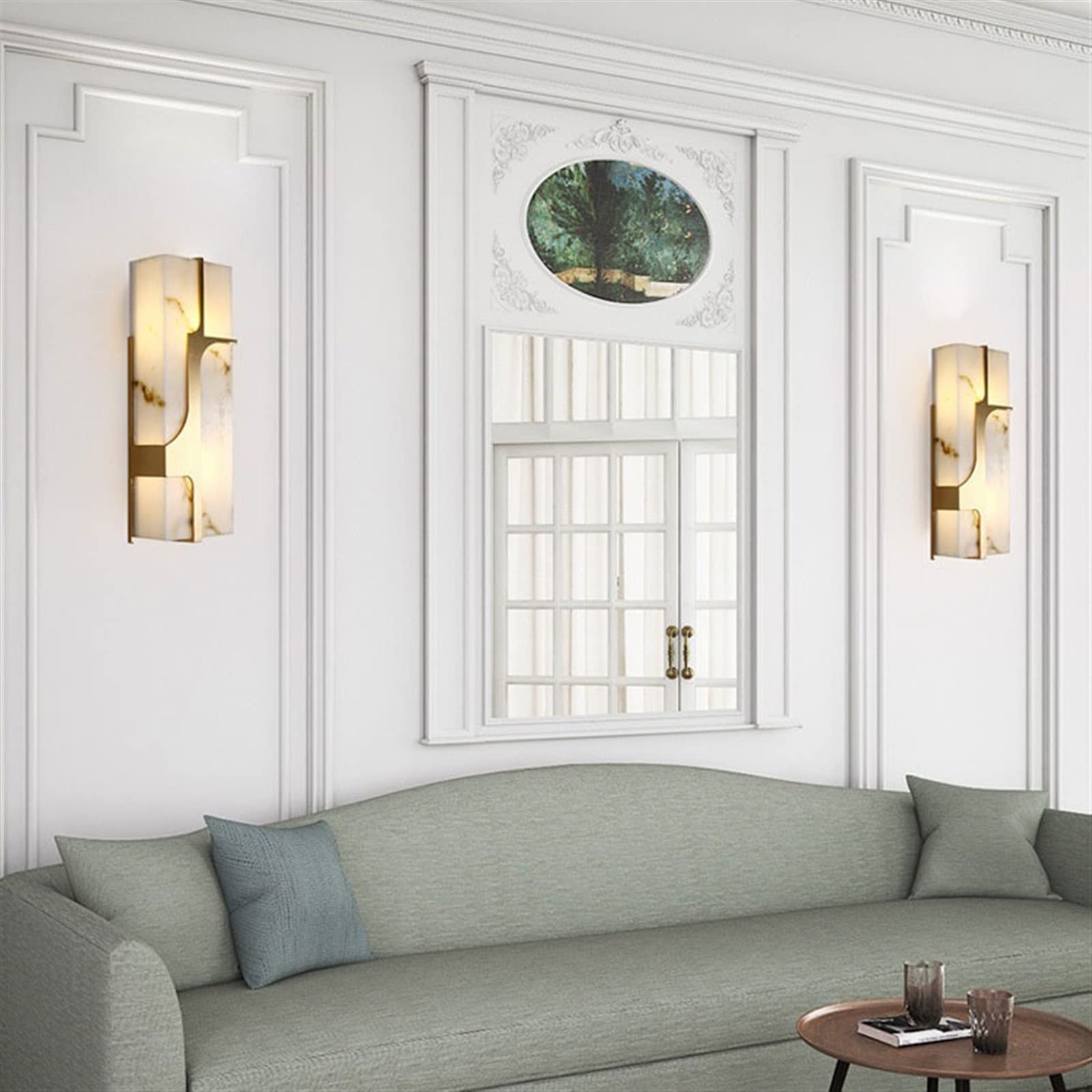lampa ścienna Nowoczesna luksusowa marmurowa lampa ścienna kreatywna sypialniana lampka nocna miedziana oprawa oświetleniowa do wnętrz lampa alejkowa kinkiet do sypialni