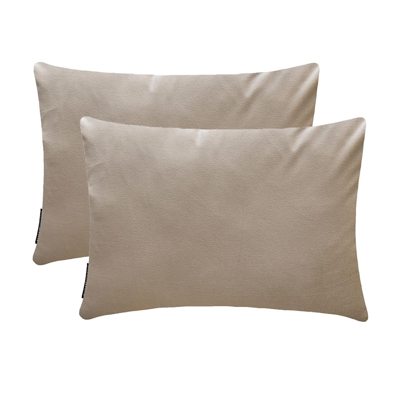 The HomeCentric Fawn Luxury Lumbar Cushion Covers 30x65 cm | Pack of 2 Modern Velvet Oblong Cushion Cover | Plain Solid Pillowcases for Bed, Couch & Sofa, Modern Home Décor - Fawn Velvet Dream — image 1