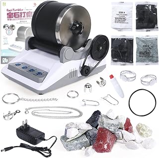 Kit de vaso de roca – Pulidora de roca profesional con botones de temporizador, máquina eléctrica de pulido de piedras preciosas para adultos y niños, herramienta de pulido de piedra DIY
