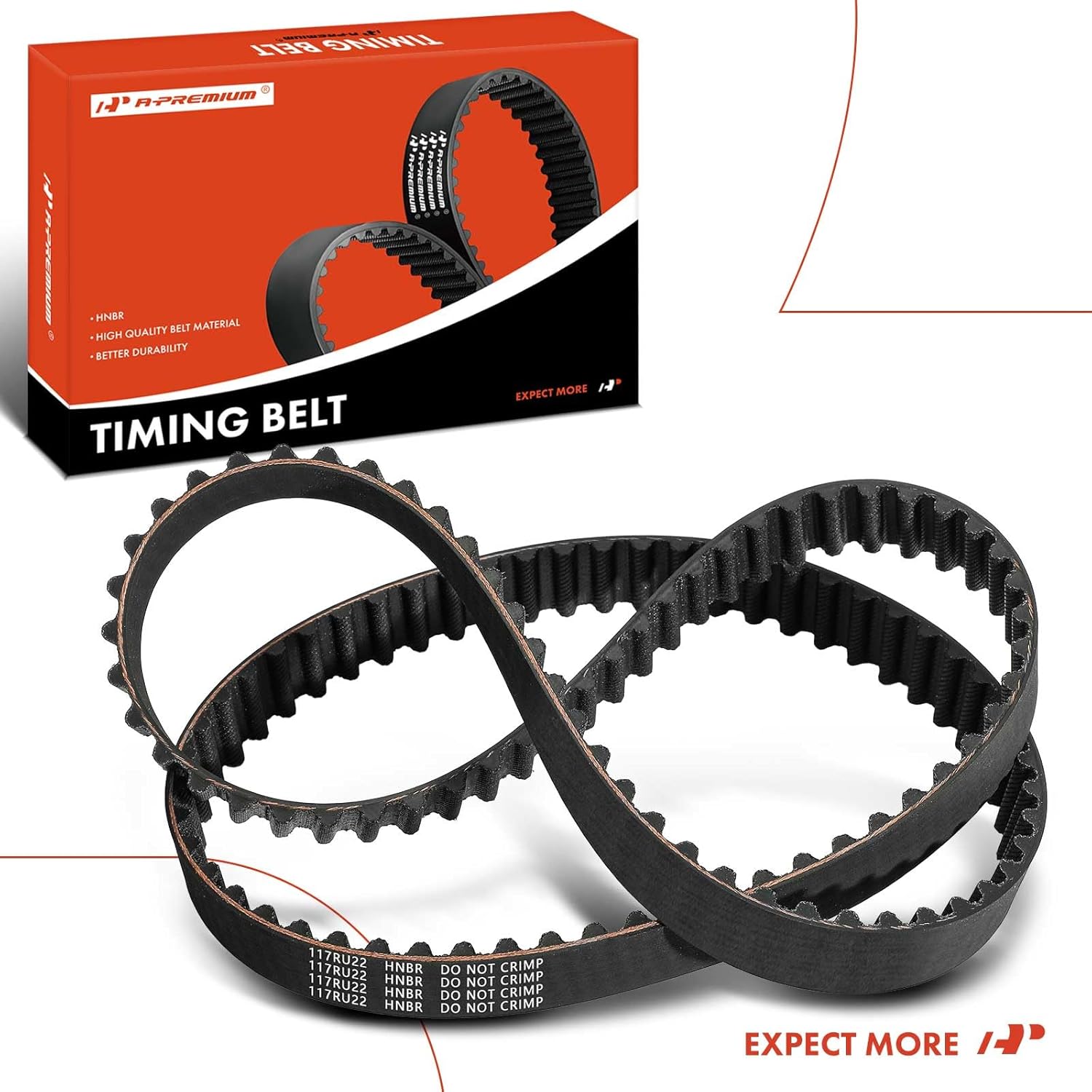 A-Premium Engine Timing Belt Compatible with Ford Escape Fusion 2013-2020, Fiesta 2010-2019, Courier 2005-2011, Fiesta Ikon 2011-2015, Transit Connect 2014-2016, 1.5L 1.6L - Replace# BE8Z6268C