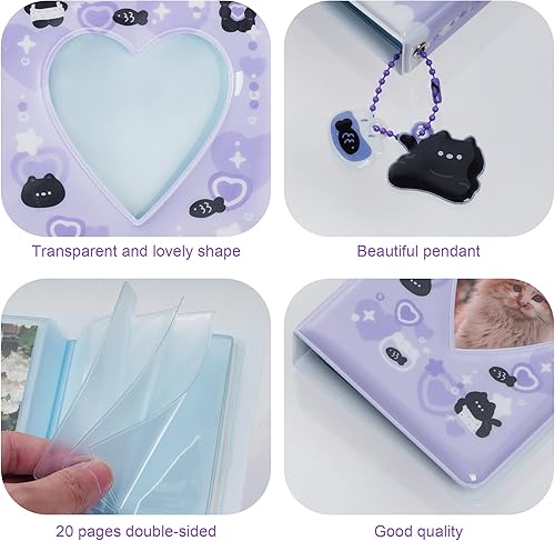 Miniatura 3 de Carpeta de tarjetas fotográficas de 2 piezas, mini álbum de fotos Kpop, carpeta Kpop Love Heart Hollow de 3 pulgadas, mini soporte para tarjetas de