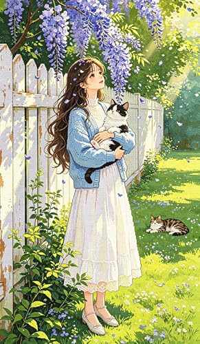 FanZheZhe Stamped Cross Stitch Kits for Adults 11 Count Counted Stamped Pre Printed Cross Stitch Embroidery Kits DIY Home Decoration Kitten 40x50cm